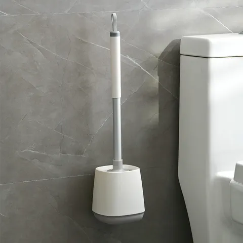 Hogar Mango Largo Escobilla de Baño Set Montado en la Pared Plástico Cepillo de Limpieza Con Soporte para Baño