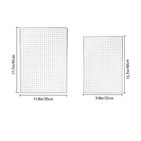 Rectangular BBQ Grill Mesh Low Carbon Steel Wire Grilling Net Portable Outdoor Camping Barbecue Grid Cooking Wire Rack