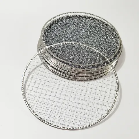Portable Round BBQ Grill Net Stainless Steel Barbecue Mesh Grate For Outdoor Camping Charcoal Grill Tea Boiling Cooking