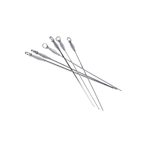 Outdoor BBQ Grilling Skewers Carbon Steel Plated Long Flat Meat Sticks With Anti Scald Spring Handle Kitchen Tools