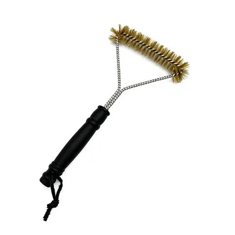 Triangle Copper Plated Wire BBQ Brush Heavy Duty Grill Cleaning Brush With Long Handle Outdoor Barbecue Cleaning Tool