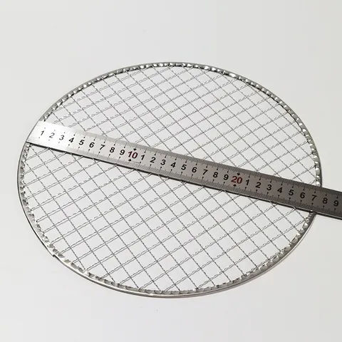 Portable Round BBQ Grill Net Stainless Steel Barbecue Mesh Grate For Outdoor Camping Charcoal Grill Tea Boiling Cooking