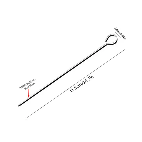 Stainless Steel BBQ Skewers Bent Square Barbecue Grilling Sticks With Ring Handle For Outdoor Camping