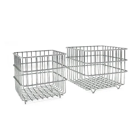 Minimalist Iron Wire Mesh Storage Basket Desktop Stationery And Cosmetics Organizer Silver Storage Rack
