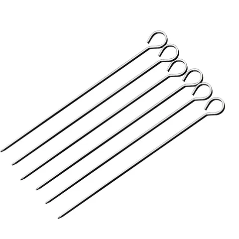 Stainless Steel BBQ Skewers Bent Square Barbecue Grilling Sticks With Ring Handle For Outdoor Camping