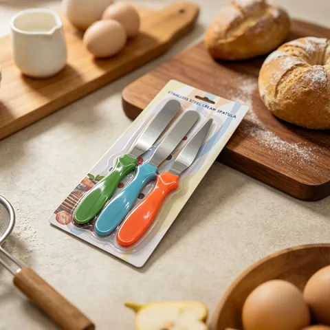Stainless Steel Butter Cake Spatula Set Kitchen Baking Tools Plastic Handle Cream Smoothing Pastry Cutter