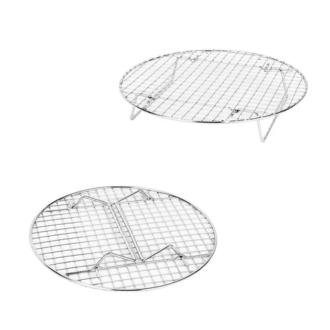 Stainless Steel Round Cooling Rack Foldable Cake Wire Grid Steamer Rack Heavy Duty Kitchen Baking Tool For Pastry Cookie