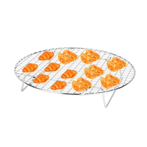 Stainless Steel Round Cooling Rack Foldable Cake Wire Grid Steamer Rack Heavy Duty Kitchen Baking Tool For Pastry Cookie