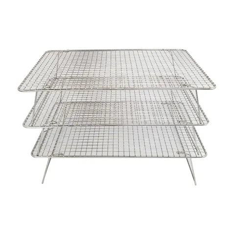 304 Stainless Steel Cooling Rack Foldable Baking Wire Grid Tiered Cake Stand For Bread Cookies Kitchen Baking Tool