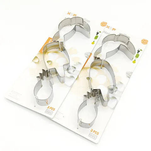 Stainless Steel Cookie Cutter Set Parrot Popsicle Pineapple Shape 3 Pcs DIY Baking Mold For Biscuit Pastry Kitchen Tool