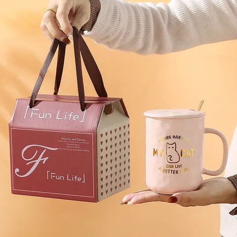 Süß Cartoon Katze Keramik Tasse Mit Deckel Und Löffel Vergoldet Kaffeetasse Für Büro Und Zuhause Trinken Geschenk