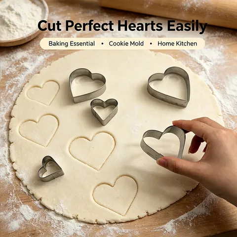 Stainless Steel Heart Shaped Cookie Cutter Set Valentine Baking Mold Cute Metal Biscuit Pastry Cutter Tool For Kitchen