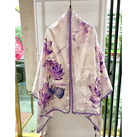 Nuovo Stile Cinese Sciarpa Lunga in Raso Stampa Floreale Moda Sciarpa Scialle Elegante Leggera Collo per Donna
