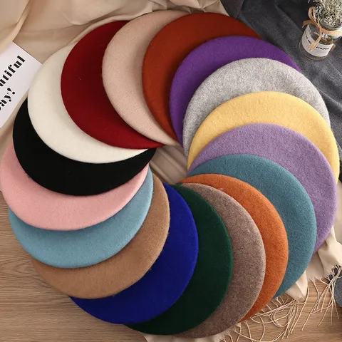Femmes Hiver Chaud Béret Chapeau Couleurunie Mélange de Laine Casquette de Peintre Française Décontracté Élégant Rétro Bérets Coiffure