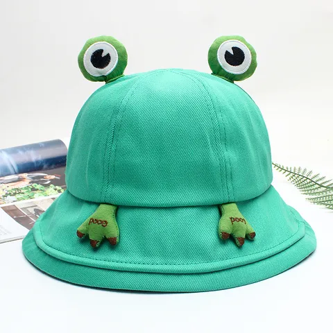 Women's Cute Cartoon Frog Fisherman Hat Summer Sun Protection Cotton Bucket Hat