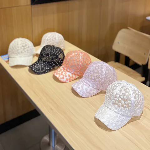Women Lace Daisy Embroidery Baseball Cap Breathable Mesh Sun Protection Adjustable Dad Hat Casual Outdoor Sports Travel