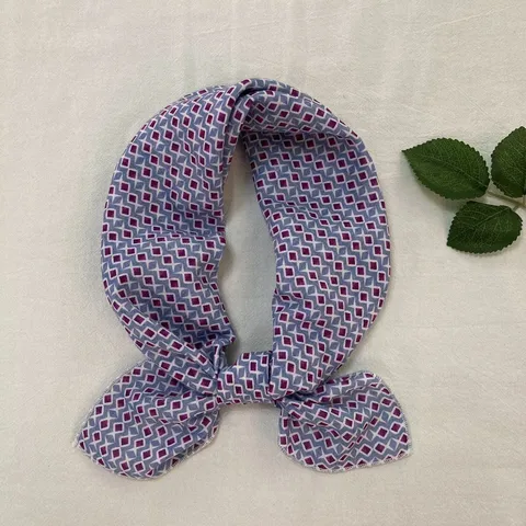 Women Cotton Square Scarf Vintage Floral Plaid Headband Neck Scarf Chic Spring Fashion Neckwear Hair Accessories