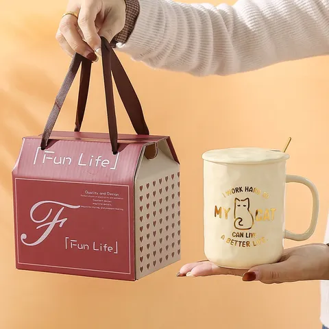 Süß Cartoon Katze Keramik Tasse Mit Deckel Und Löffel Vergoldet Kaffeetasse Für Büro Und Zuhause Trinken Geschenk