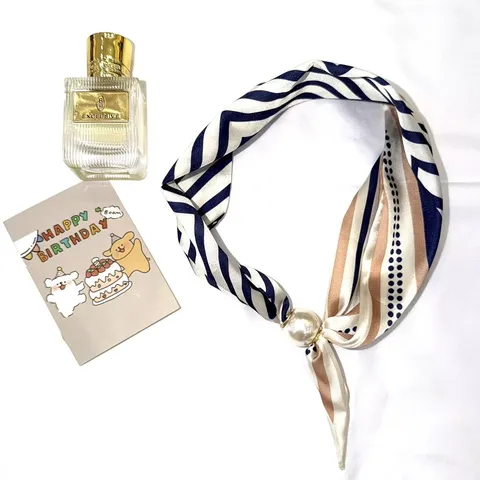 Donne Moda Sciarpa Lunga Elegante Floreale Raso Collo Sciarpa Con Perla Fibbia Magnetica Quotidiano Decorativo Collo Fazzoletto