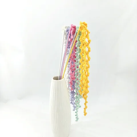 Handmade Knitted Yarn Flower Branch Simulated String Flower Aesthetic Room Decor Handcrafted Gift For Home