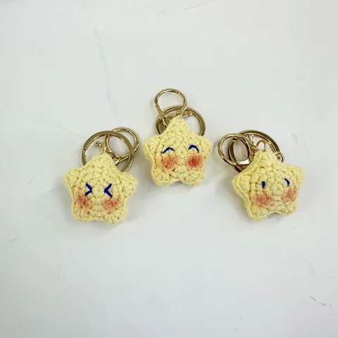 Llavero de Estrella Lindo Hecho a Mano Ganchillo Felpa Bolsa Encanto Colgante de Estrella Accesorios