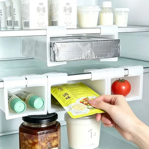 Hanging Refrigerator Side Door Storage Box Refrigerator Organizer Bin Adjustable Partition Kitchen Storage Basket Holder