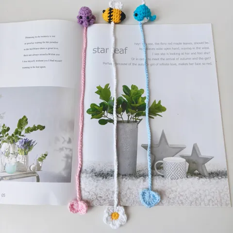 Handmade Crochet Animal Yarn Bookmark Cute Cartoon Woolen Page Marker Reading Gift For Kids Students Book Lovers