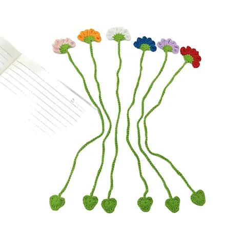 Handgemaakt Gehaakt Wollen Bloem Bladwijzer Schattig Gebreid Bloemen Bladwijzer