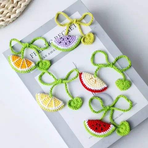 Handmade Wool Crochet Fruit Bookmark Cute Plant Page Marker Aesthetic Reading Accessories For Book Lovers Office School