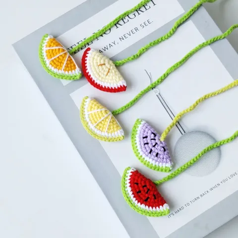 Handmade Wool Crochet Fruit Bookmark Cute Plant Page Marker Aesthetic Reading Accessories For Book Lovers Office School