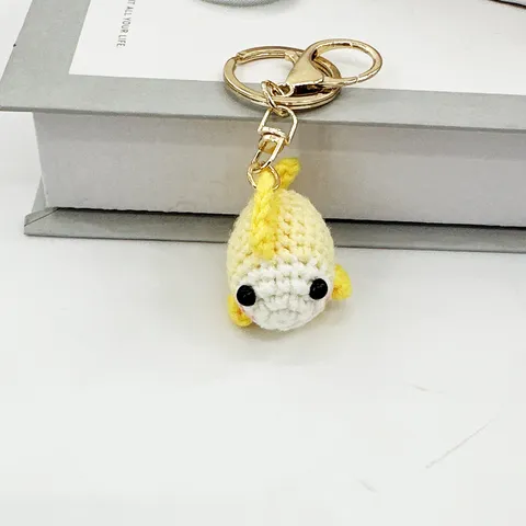 Handmade Crochet Wool Cartoon Little Sea Fish Keychain Cute Bag Pendant Metal Ring Key Ring Accessories Gift