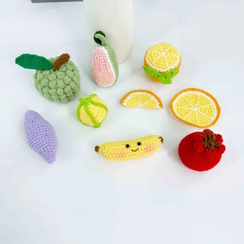 Handmade Crochet Yarn Fruit Keychain Cute Knitted Plant Pendant Bag Ornament Car Key Ring Gift