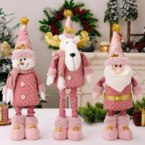 Weihnachts Teleskop Puppe Rosa Weihnachtsmann Schneemann Elch Figur Plüsch Pailletten Desktop Fenster Ornament Party Geschenk