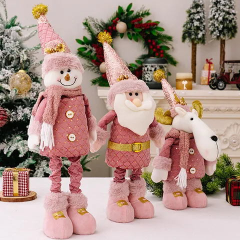 Weihnachts Teleskop Puppe Rosa Weihnachtsmann Schneemann Elch Figur Plüsch Pailletten Desktop Fenster Ornament Party Geschenk