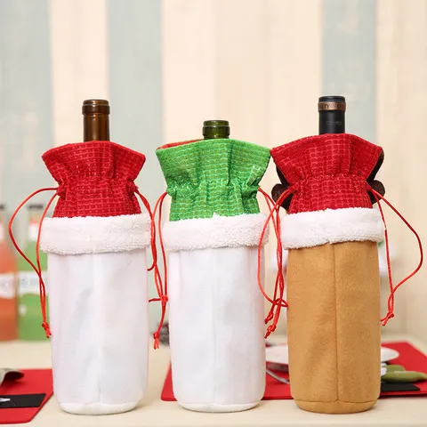 Weihnachts Weinflaschenbezug Süßer Weihnachtsmann Schneemann Rentier Stoff Flaschentasche Feiertag Esstisch Party Heimdekoration