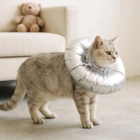 Reflektierendes metallisches Haustier-Halskrause Katzen-Erholung weicher Kegel verstellbarer Anti-Lecken Wundheilung Schutzkragen