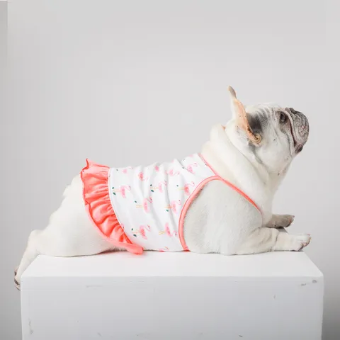 Niedliches Baumwoll Gestreiftes Haustier Hundeskleid Sommer Dünnes Trägervoll Für Kleine Hunde Französische Bulldogge Welpen Kleidung