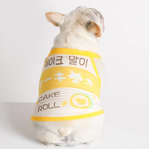 Huisdier Hond Zomer Dun Koelingsvest Schattige Cartoon Dessert Print Ademende Tanktop Voor Kleine Honden Franse Bulldog Kleding