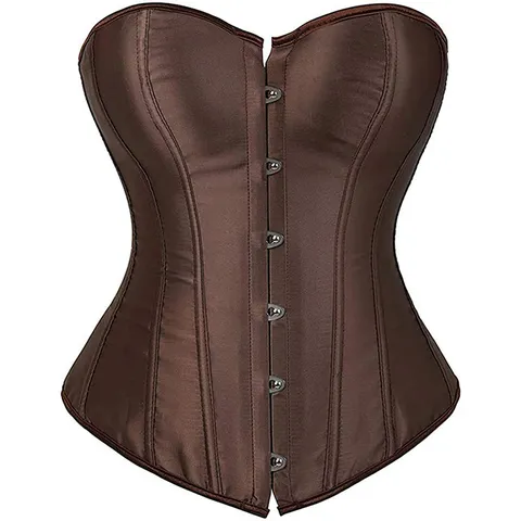 Women Sexy Lace Corset Top Push Up Overbust Bustier With Bone Support Waist Cinching Body Shaper Satin Shapewear For Party