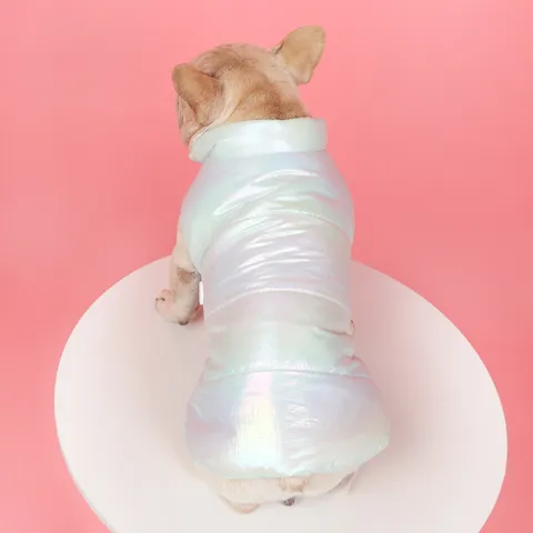 Winter Warm Hund Baumwollweste Laser Reflexionsvermögen Französische Bulldogge Mantel Süßer Rüschenrock Haustier Bekleidung