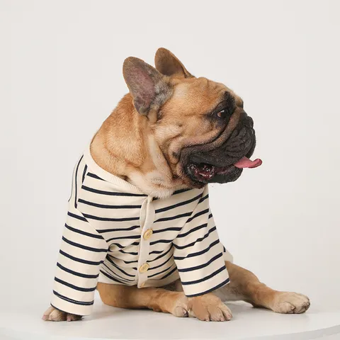 Haustier Gestreifte Thermische Unterwäsche Herbst Winter Warme Baumwolle Cardigan Kleidung Für Kleine Mittlere Hunde Und Katzen