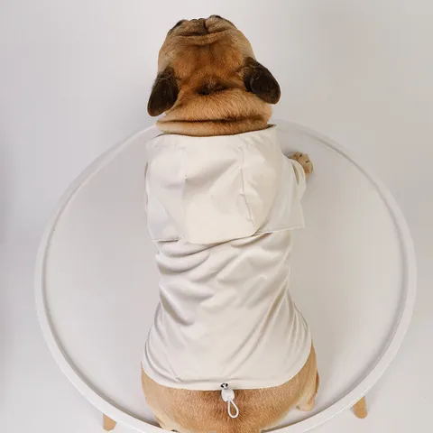 Imperméable pour Chien en PU Double Couche Poncho de Pluie à Capuche Veste de Pluie d'Extérieur pour Petits Chiens Bouledogue Français Teddy Animaux
