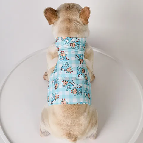 Sommer Haustier Kühlweste Hitzschlag-Prävention Eisschlaufe Atmungsaktiv Cartoon Gedruckt Hundekleidung Haustierbekleidung Welpenbedarf