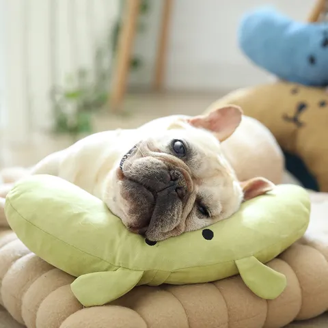IBEANS Süßes Cartoon Erbsenform Hunde Kissen Weich Plüsch Haustier Schlaf Nackenkissen