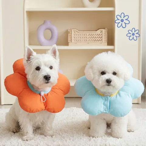 Pet Elizabethan Collar Soft Recovery Cone Cute Flower Shape Anti-Licking Wound Healing Protector Adjustable Neck Cone For Cats Dogs