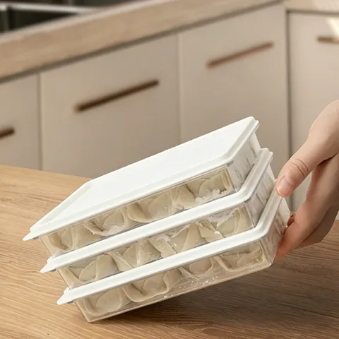 Transparent Plastic Food Storage Box With Sealed Lid Refrigerator Crisper Box For Dumpling Wonton Kitchen Organizer