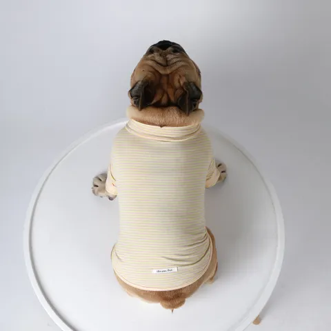 Hund Rollkragen Gestreiftes Unterziehshirt Atmungsaktive Baumwolle Haustierkleidung Für Kleine Hunde Französische Bulldogge Welpe