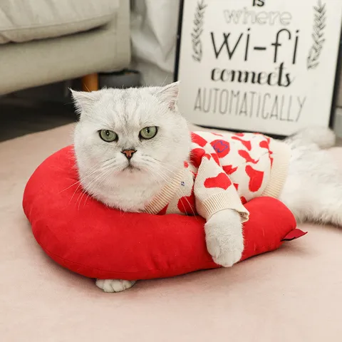 U-förmiges Haustierkissen Weiches Vlies Hund Katze Nackenstützkissen Waschbar Kleintier Schlafauflage Haustierbett Zubehör