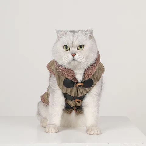 Haustier Cord Baumwollweste Verdickte Warm Winter Hundemantel Mit Hornknöpfen Für Französische Bulldogge Teddy Kleine Hunde