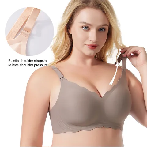 Women's Seamless Push Up Plus Size Bra Comfortable Wavy Edge Bralette Adjustable Straps Ladies Underwear